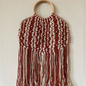 NWT - Crossbody Woven Bag with Bamboo Handles / Macramé Bag